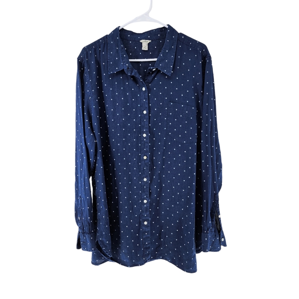 Navy Blue Polka Dot Women's Top